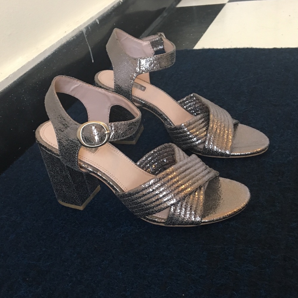 Glittery Silver Topshop Block Heel Sz 37